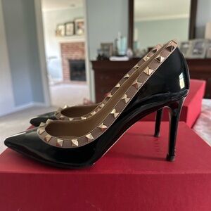 Valentino Black and Tan Rockstud Heels